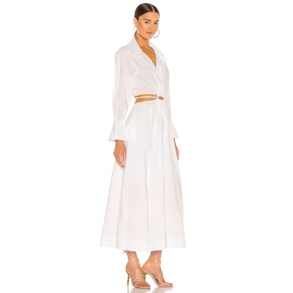 NWT Jonathan Simkhai Alex Pleated Cut Out Maxi Midi Dress White Medium - Picture 2 of 13